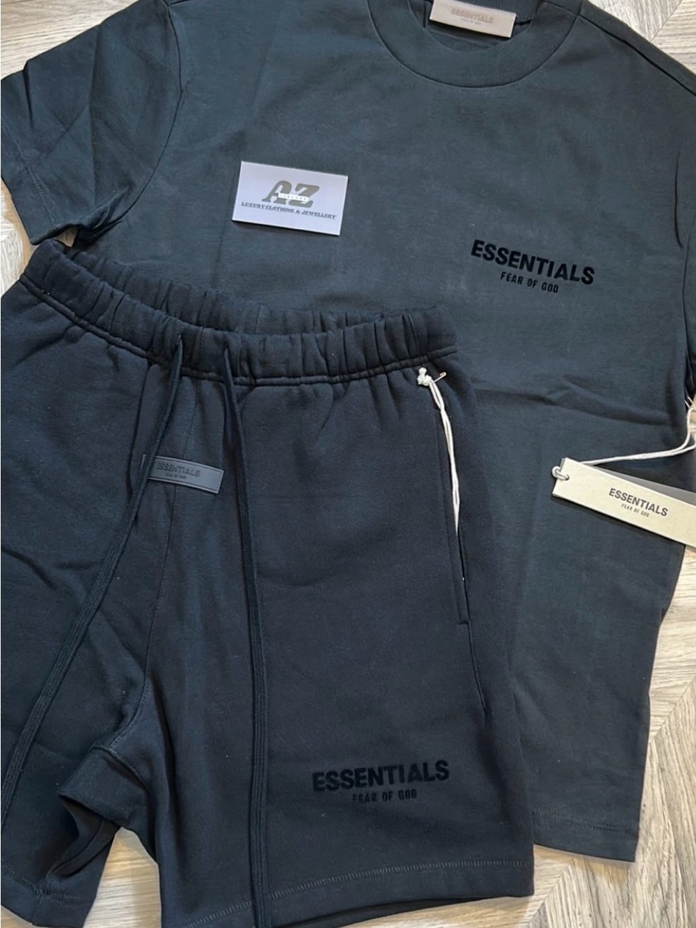 Essentials Black Logo Tee and Shorts Set